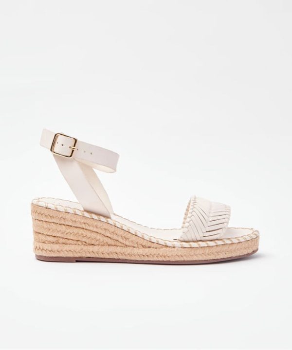 SANDALIA ANABELA TIRA TRAMADA - OFF WHITE